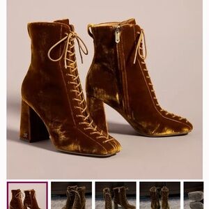 Sam Edelman Velvet Lace-Up Ankle Boots